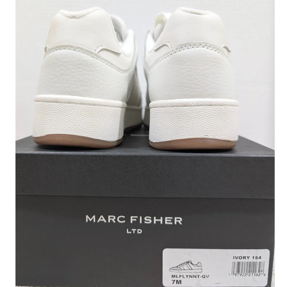 Marc Fisher Flynn Ivory Pebbled Leather Lace Up Sneakers 7M Minimalist NIB